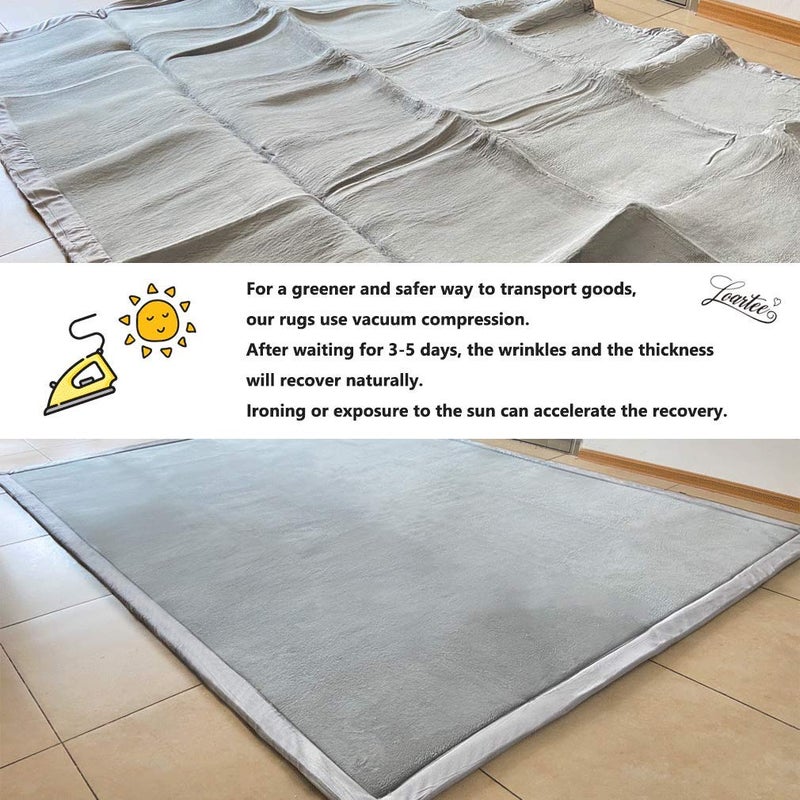 Loartee Coral Velvet Crawling Rugs & Play Mat (6'8"x 6'8", Gray) for Toddler Children & Yoga Exercise - Image 5